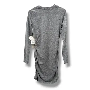Vuori Halo Ruched Dress Womens Medium‎ Heather Grey DreamKnit Long Sleeve Mini thumbnail 4