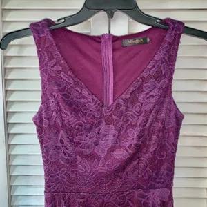 Plum Lace Asymmetrical Dress Purple thumbnail 2