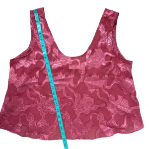Vintage Victoria’s Secret Gold Label Satin Tank Top Pink Floral Size Large thumbnail 5