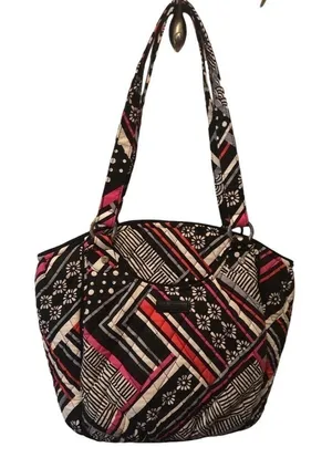 Vera Bradley Northern Stripes Large Trimmed Vera Shoulder Bag W/ Pockets Quilted thumbnail 1