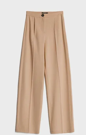 Bershka high waisted beige tan wide leg pants thumbnail 4