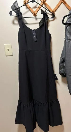 Lulus Beautiful black bow midi dress thumbnail 4