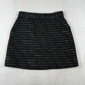 ba&sh Livi Noir Black Striped‎ Metallic Tweed Button Front Mini Skirt Size 1 S thumbnail 9