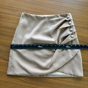 NWT Vestique Faux Wrap Mini Skirt S Ruched Buttons Preppy Work Office Fall thumbnail 6