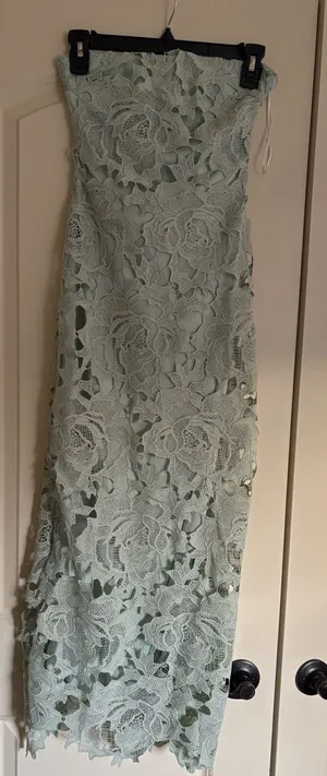 Hello Molly Floral Lace Midi Dress in Light Green thumbnail 1
