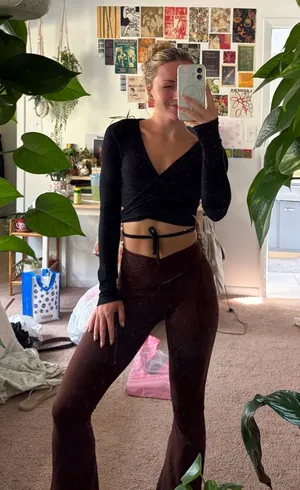 PacSun Black Wrap Top Cozy Crop thumbnail 1