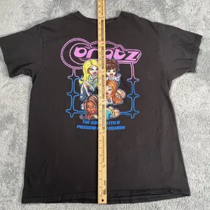 Y2K Tee Shirt SZ L Bratz 2000s Graphic Grunge Fairy Skater Black Neon MGA thumbnail 7