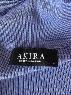 AKIRA - The Good One Cutout Cross Front Ribbed Sweater Mini Dress Purple Sz M thumbnail 7