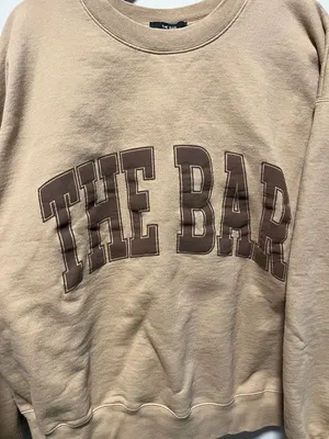 THE BAR Varsity Chocolate Chip, Brown/Tan Crewneck Sweatshirt, Size L thumbnail 4