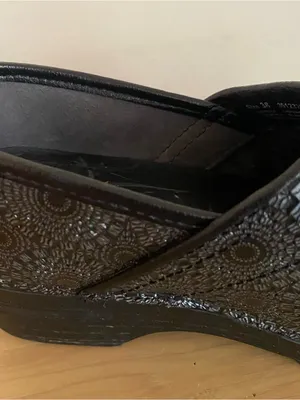 Dansko Professional Women's Black Geometric Leather Slip-On Clogs EU size 38 thumbnail 11