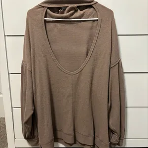 Free People Winnie Top Mock Neck Cutout Back Brown thumbnail 3