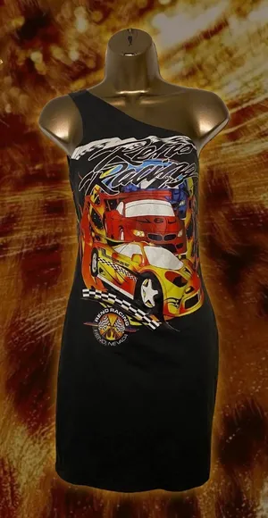 Forever 21 One Shoulder Mini Dress with Racing Car Graphic Mini Dress thumbnail 1