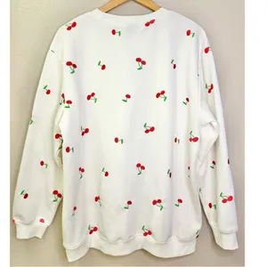 Vinyl Icons Cherry Embroidered White Crewneck Sweatshirt thumbnail 5