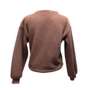 Madewell (Re)sourced Fleece Crop Cardigan Hot Cocoa size XS thumbnail 6