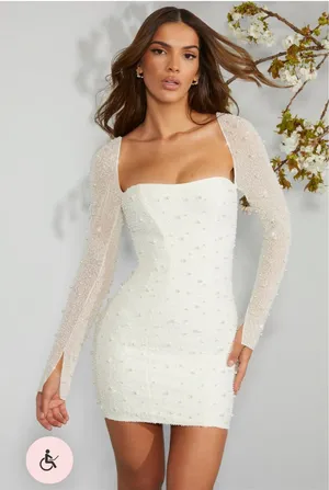 Oh Polly Mini Dress Long Sleeve Ivory thumbnail 1