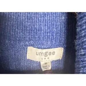 Umgee Cable Knit Sweater Dress Cobalt Blue Medium Stretch Pointed Collar NWT thumbnail 5