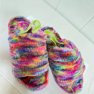 UGG Multicolor Fluffy Slippers with Lime Strap thumbnail 4
