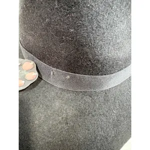 Old Navy Black 100% Wool Fedora Wide Brim Hat with Ribbon Bow S-M‎ thumbnail 5