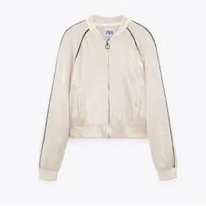 Celebrity Zara Satin Bomber Jacket Zip Down Cream XS thumbnail 3