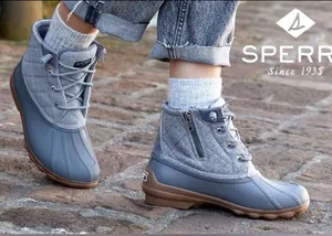 Sperry Women's Size 7.5 Gray Rain Short Boots Booties Gray Quilted Short. thumbnail 1
