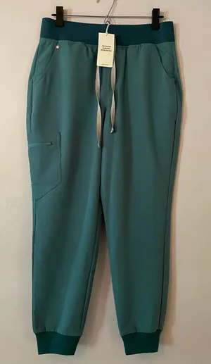 NWT FIGS Teal Blue High Waisted Zamora Jogger Scrub Pants Uniform Medium Petite thumbnail 1