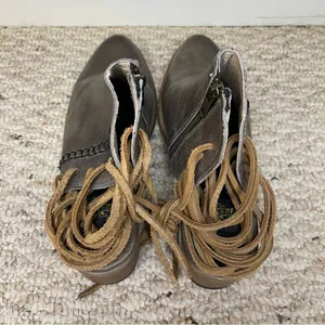 Freebird By Steven Jojo Leather Booties in Stone Color Lace Back Women’s Size 9 thumbnail 5