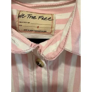 Free People $128 NWT We The Free Bailey Striped Crop Top Button-Down Shirt S thumbnail 3