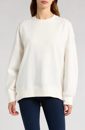 Beyond YogaSolstice Oversize Cotton Blend Sweatshirt Fresh Snow thumbnail 1