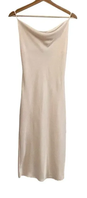 Petal & Pup Pink Satin Midi Slip Dress Size 2 Coquette Minimalist Cocktail HOCO thumbnail 1
