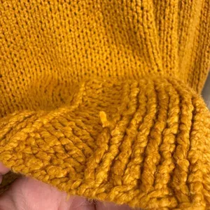 Free People Desert Sun Golden Yellow Beachy Slouch Chunky Sweater Large thumbnail 3