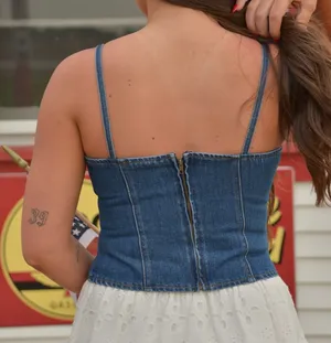 Denim corset cropped top Blue Size L thumbnail 2