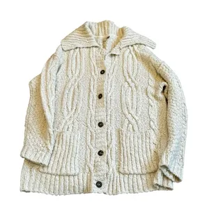 Pilcro Chunky Cable-Knit Cardigan Sweater Fisherman Preppy Coastal Grandmacore thumbnail 1