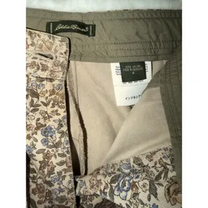 Eddie Bauer Floral Pants Womens 6‎ Tan Blue Cotton Drawstring Wide Leg thumbnail 2