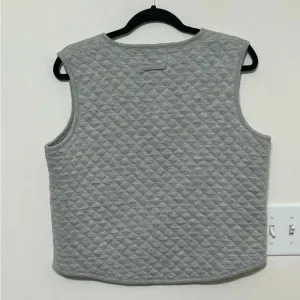 Sag Harbor Sport Petite‎ Heather Gray Quilted Button Front Vest PM H32776GY thumbnail 3