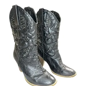 Corkys sage brushed black leather cowgirl boots. thumbnail 1