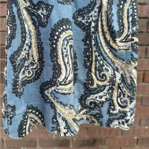 Free People Paradise Paisley Printed Linen Blend Pants Blue Combo Size Medium thumbnail 3