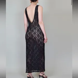 Vintage y2k Victoria's Secret Black Stretch Lace Sleeveless Sheath Dress - 80s thumbnail 2