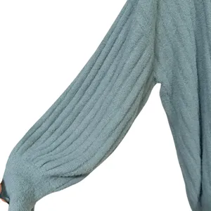 Aerie Womens Ribbed Oversized Balloon Sleeve Fuzzy Knit Sweater Teal Blue Medium thumbnail 3