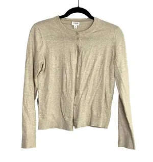 J.Crew Cotton Button Down Long Sleeve Crew Neck Sweater Cardigan S Cream #2304 thumbnail 1