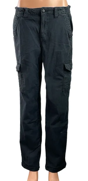 American Eagle Women's Black Stretch Straight Leg Cargo Trousers Jeans Pants 8 thumbnail 1