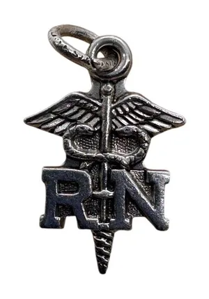 Vintage Sterling Silver‎ RN Nurse Caduceus Charm Pendant Medical Jewelry 0.81g thumbnail 1