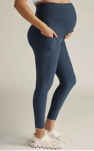 Beyond Yoga Beyond The Bump Spacedye Navy Leggings Pockets Sz M NWT thumbnail 1