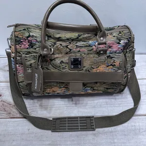 Vintage Tapestry Jacquard Duffle Bag by Leisure Handles and Shoulder Strap Small thumbnail 2