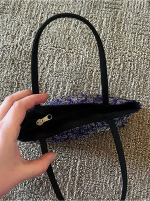 Vintage Y2K Blue Brocade mini Bag with Floral Jacquard thumbnail 2