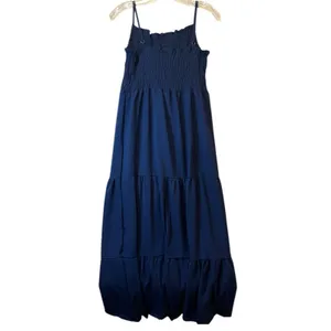 Navy Blue Maxi Dress tiered smocked boho women’s size medium NEW thumbnail 6