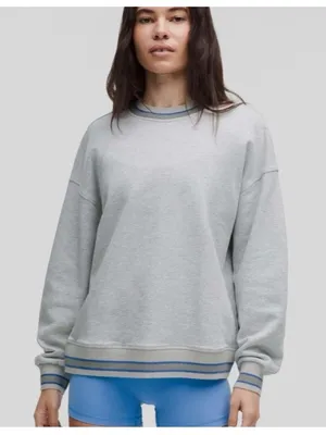 Lululemon Perfectly Oversized Ringer Crew Heathered Core Ultra Light Grey / Pool thumbnail 1