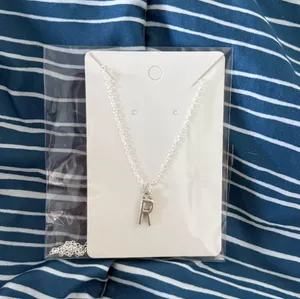 Etsy Initial Necklace Silver thumbnail 1