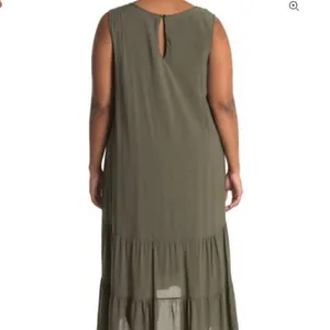 West Kei Women's Plus Size 1X Gauzy Hi-Lo Hem Dress Olive Green Sleeveless thumbnail 2