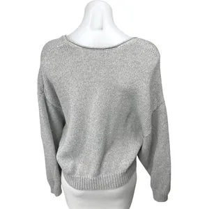 Free People Women's Gray Waffle Knit Long Sleeve Pullover Sweater Top Size XS thumbnail 2