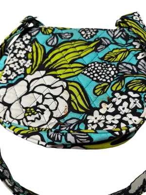 Vera Bradley Teal Floral Quilted Crossbody with Lime & White Accents thumbnail 3